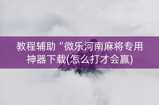 教程辅助“微乐河南麻将专用神器下载(怎么打才会赢)
