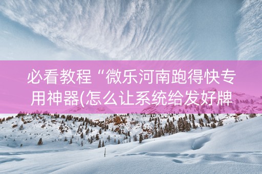 必看教程“微乐河南跑得快专用神器(怎么让系统给发好牌)