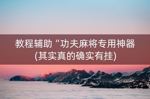 教程辅助“功夫麻将专用神器(其实真的确实有挂)