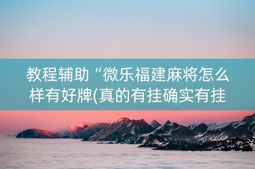 教程辅助“微乐福建麻将怎么样有好牌(真的有挂确实有挂)