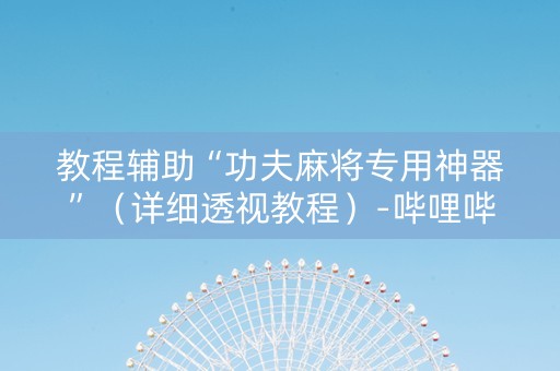 教程辅助“功夫麻将专用神器”（详细透视教程）-哔哩哔哩