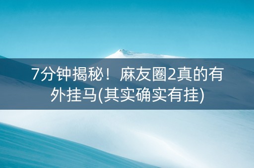 7分钟揭秘！麻友圈2真的有外挂马(其实确实有挂)