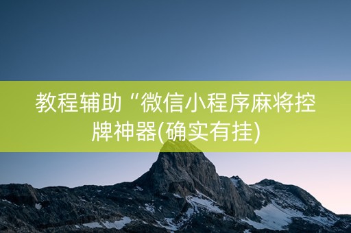 教程辅助“微信小程序麻将控牌神器(确实有挂)