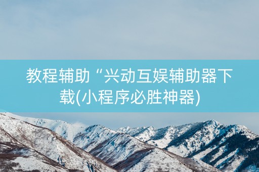 教程辅助“兴动互娱辅助器下载(小程序必胜神器)