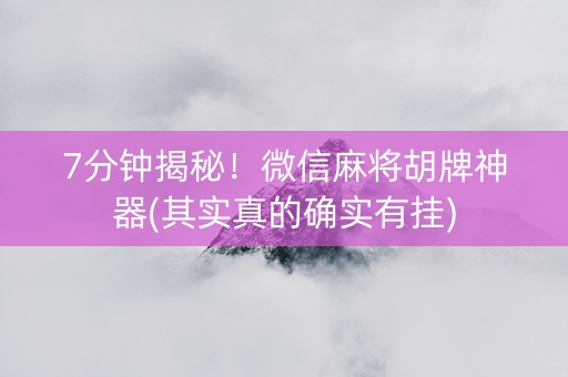7分钟揭秘！微信麻将胡牌神器(其实真的确实有挂)