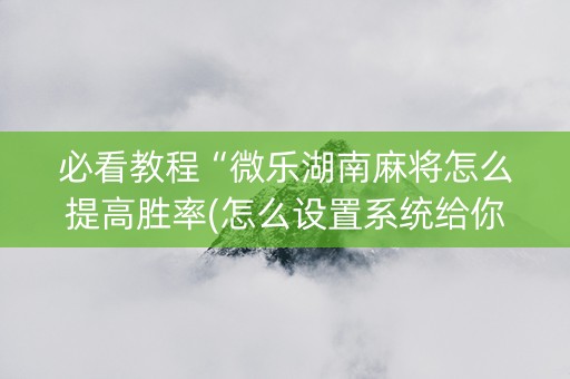必看教程“微乐湖南麻将怎么提高胜率(怎么设置系统给你好牌)