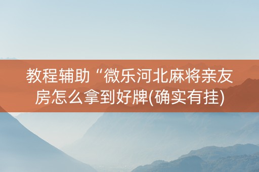 教程辅助“微乐河北麻将亲友房怎么拿到好牌(确实有挂)