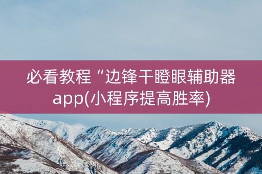 必看教程“边锋干瞪眼辅助器app(小程序提高胜率)