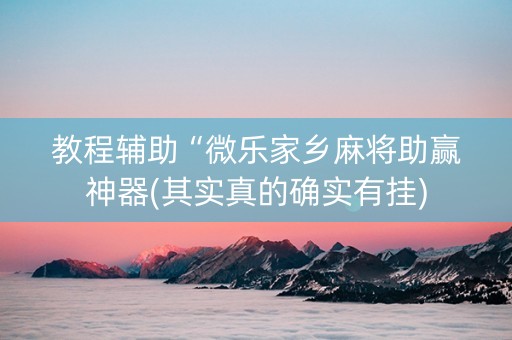 教程辅助“微乐家乡麻将助赢神器(其实真的确实有挂)