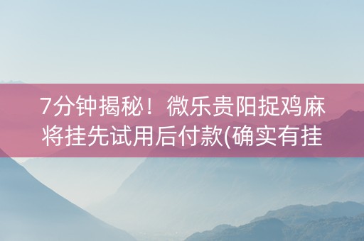 7分钟揭秘！微乐贵阳捉鸡麻将挂先试用后付款(确实有挂)