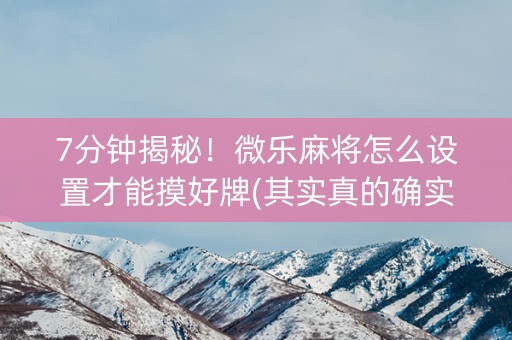 7分钟揭秘！微乐麻将怎么设置才能摸好牌(其实真的确实有挂)