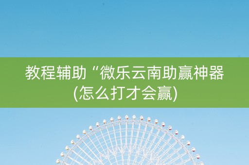 教程辅助“微乐云南助赢神器(怎么打才会赢)