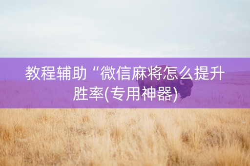 教程辅助“微信麻将怎么提升胜率(专用神器)