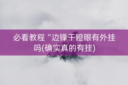 必看教程“边锋干瞪眼有外挂吗(确实真的有挂)