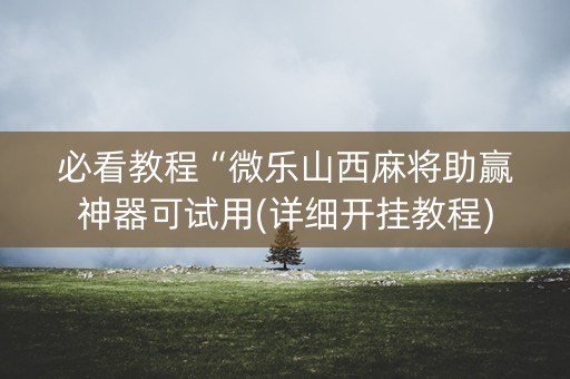 必看教程“微乐山西麻将助赢神器可试用(详细开挂教程) 必看教程“微乐山西麻将助赢神器可试用(详细开挂教程)