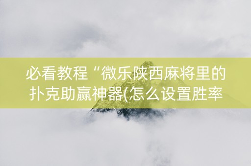 必看教程“微乐陕西麻将里的扑克助赢神器(怎么设置胜率) 必看教程“微乐陕西麻将里的扑克助赢神器(怎么设置胜率)