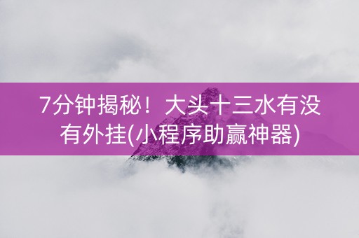 7分钟揭秘！大头十三水有没有外挂(小程序助赢神器)