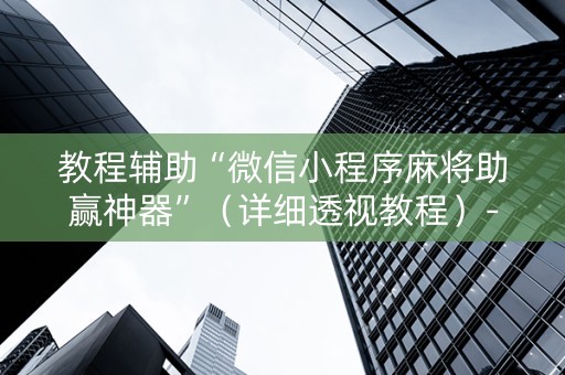 教程辅助“微信小程序麻将助赢神器”（详细透视教程）-哔哩哔哩