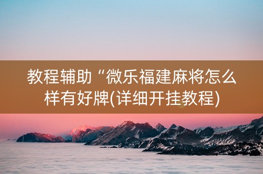 教程辅助“微乐福建麻将怎么样有好牌(详细开挂教程)