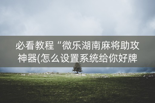 必看教程“微乐湖南麻将助攻神器(怎么设置系统给你好牌)