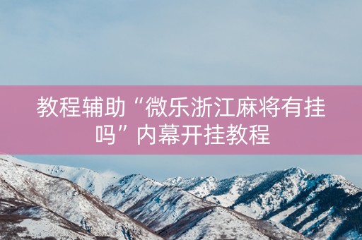 教程辅助“微乐浙江麻将有挂吗”内幕开挂教程