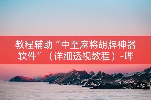 教程辅助“中至麻将胡牌神器软件”（详细透视教程）-哔哩哔哩