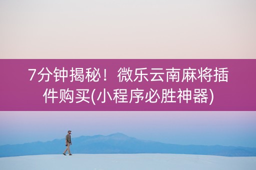 7分钟揭秘！微乐云南麻将插件购买(小程序必胜神器)