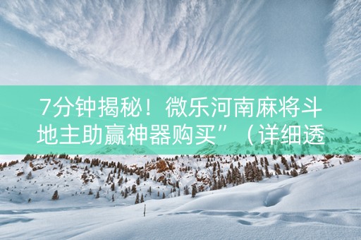 7分钟揭秘！微乐河南麻将斗地主助赢神器购买”（详细透视教程）-哔哩哔哩