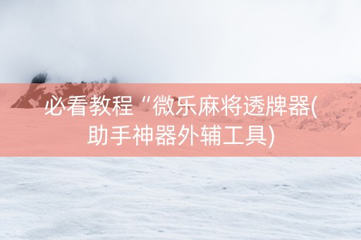 必看教程“微乐麻将透牌器(助手神器外辅工具)