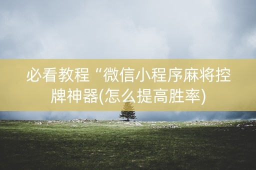 必看教程“微信小程序麻将控牌神器(怎么提高胜率)