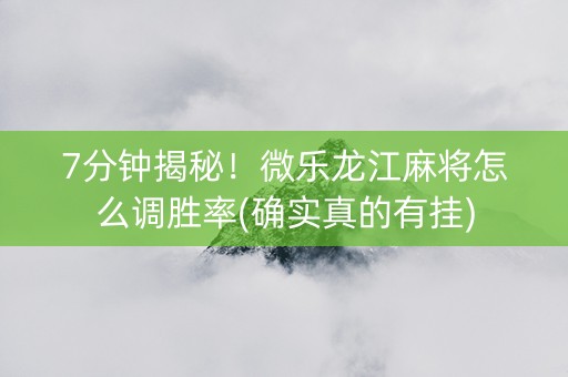 7分钟揭秘！微乐龙江麻将怎么调胜率(确实真的有挂)