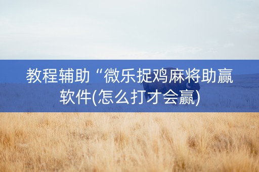教程辅助“微乐捉鸡麻将助赢软件(怎么打才会赢)