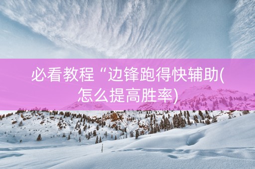 必看教程“边锋跑得快辅助(怎么提高胜率)
