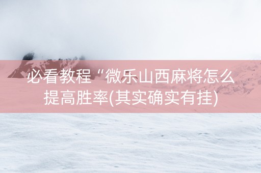 必看教程“微乐山西麻将怎么提高胜率(其实确实有挂)
