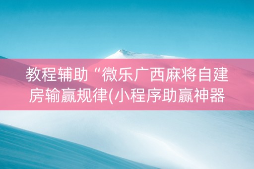 教程辅助“微乐广西麻将自建房输赢规律(小程序助赢神器)