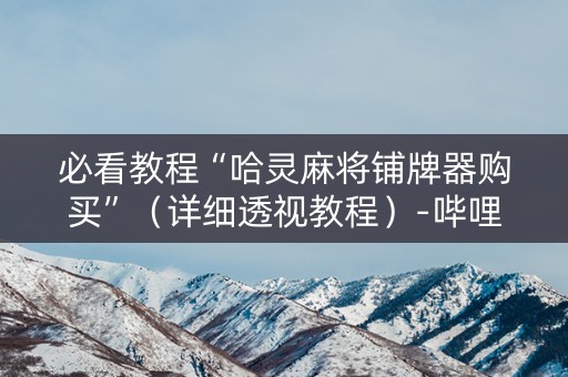 必看教程“哈灵麻将铺牌器购买”(详细透视教程)-哔哩哔哩 必看教程“哈灵麻将铺牌器购买”(详细透视教程)-哔哩哔哩