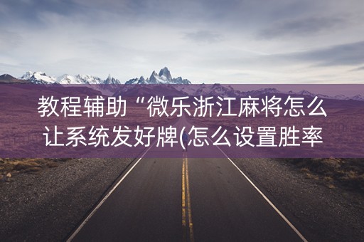 教程辅助“微乐浙江麻将怎么让系统发好牌(怎么设置胜率)