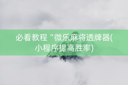 必看教程“微乐麻将透牌器(小程序提高胜率)