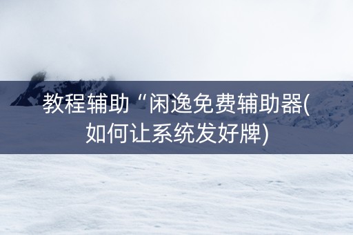 教程辅助“闲逸免费辅助器(如何让系统发好牌)