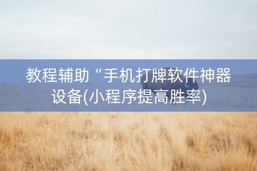 教程辅助“手机打牌软件神器设备(小程序提高胜率)