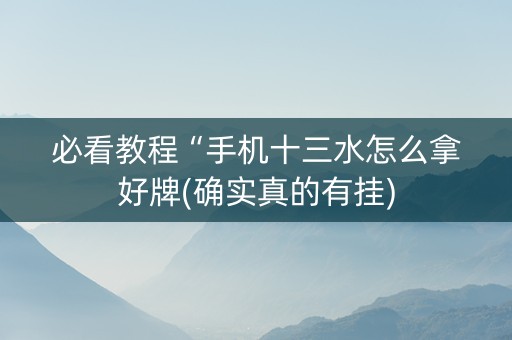 必看教程“手机十三水怎么拿好牌(确实真的有挂)