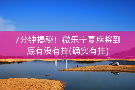 7分钟揭秘！微乐宁夏麻将到底有没有挂(确实有挂)