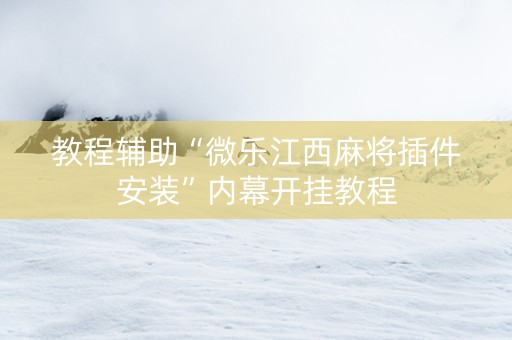 教程辅助“微乐江西麻将插件安装”内幕开挂教程