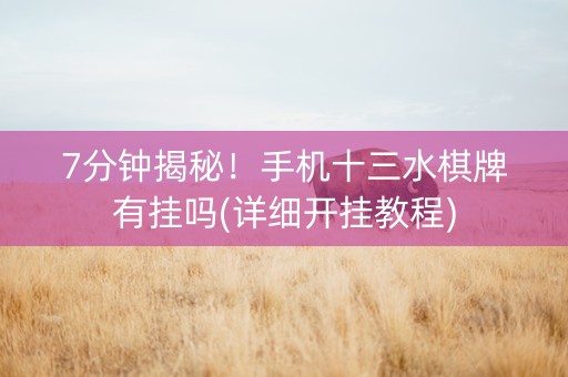 7分钟揭秘！手机十三水棋牌有挂吗(详细开挂教程)