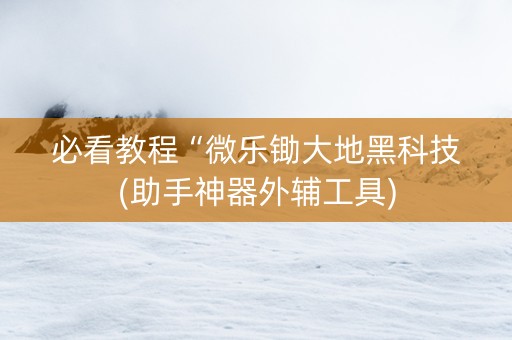 必看教程“微乐锄大地黑科技(助手神器外辅工具) 必看教程“微乐锄大地黑科技(助手神器外辅工具)