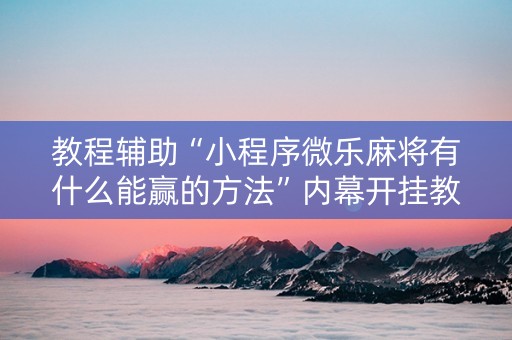 教程辅助“小程序微乐麻将有什么能赢的方法”内幕开挂教程 教程辅助“小程序微乐麻将有什么能赢的方法”内幕开挂教程