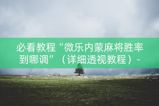 必看教程“微乐内蒙麻将胜率到哪调”(详细透视教程)-哔哩哔哩 必看教程“微乐内蒙麻将胜率到哪调”(详细透视教程)-哔哩哔哩