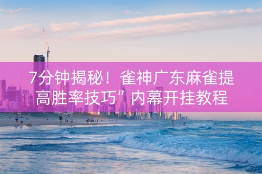 7分钟揭秘！雀神广东麻雀提高胜率技巧”内幕开挂教程