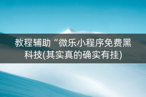 教程辅助“微乐小程序免费黑科技(其实真的确实有挂) 教程辅助“微乐小程序免费黑科技(其实真的确实有挂)