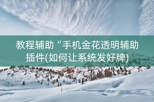 教程辅助“手机金花透明辅助插件(如何让系统发好牌) 教程辅助“手机金花透明辅助插件(如何让系统发好牌)
